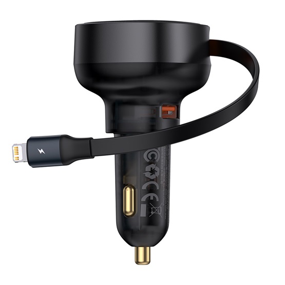  Baseus Enjoyment Pro 55W-os gyors autóstöltő USB-vel iPhone automata behúzós kábellel
