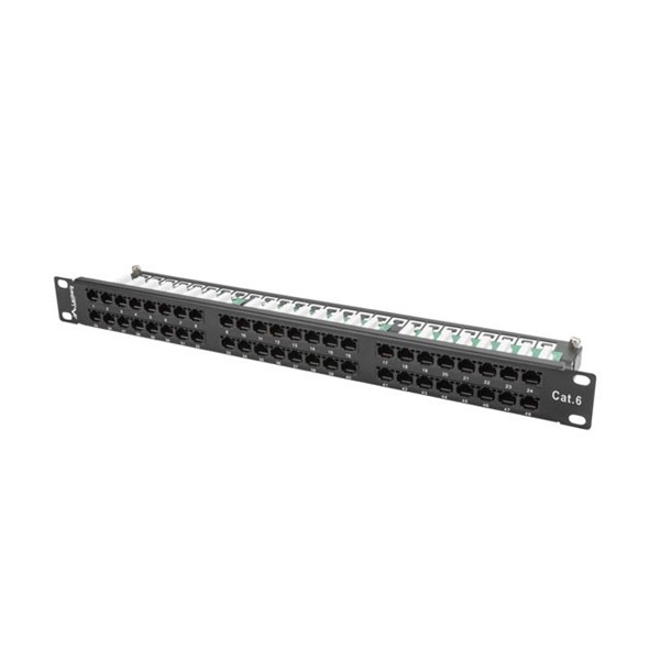Lanberg PPU6-1048-B 19"/1U 48port Cat6 UTP árnyékolatlan fekete patch panel
