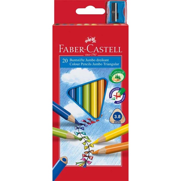 Faber-Castell Grip Junior háromszög alakú 20db-os vegyes színű színes ceruza Faber-Castell Grip Junior háromszög alakú 20db-os vegyes színű színes ceruza