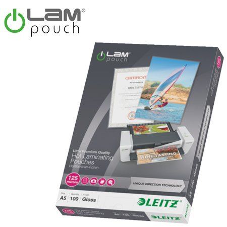LEITZ Meleglamináló fólia, 125 mikron, A5, fényes, UDT technológiával (E74930000) LEITZ Meleglamináló fólia, 125 mikron, A5, fényes, UDT technológiával (E74930000)