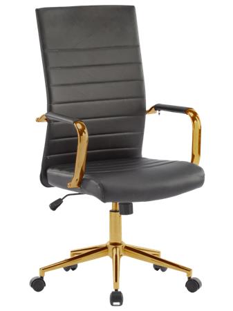 Golden 6  textilbőr borítás  krómozott arany lábkereszt  Irodai forgószék  Fekete