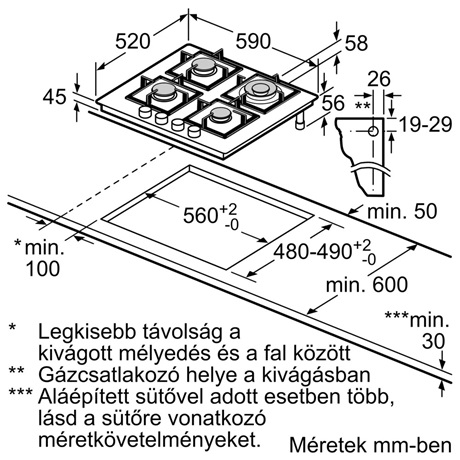 Bosch PPH6A6I10 FŐZŐLAP BEÉPÍTHETŐ GÁZ