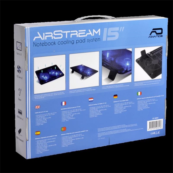 Advance  AIRSTREAM 15 Notebook Hűtőpad 15"-ig  Fekete 