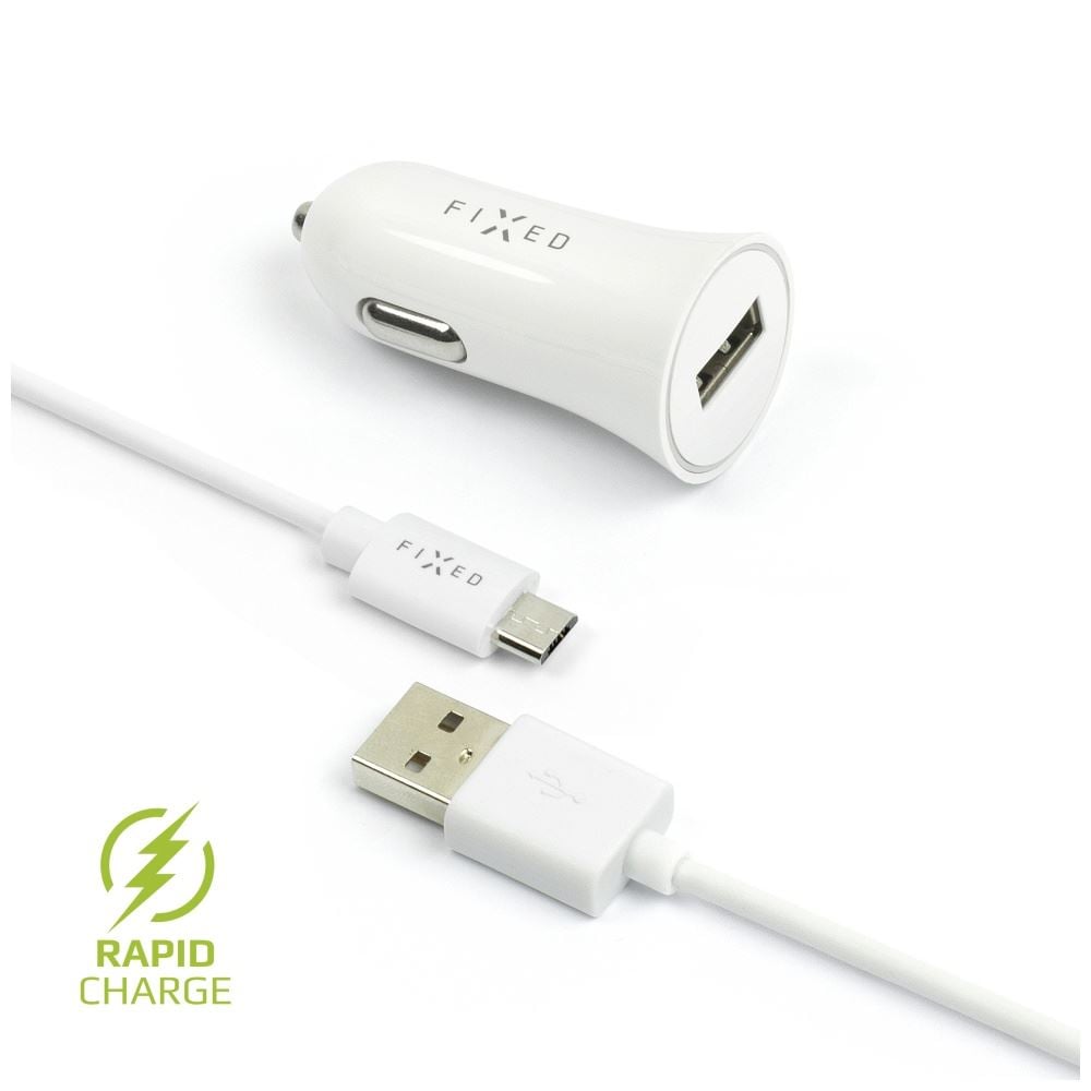 FIXED USB-A autós töltő 12W + USB-A - microUSB kábel fehér (FIXCC-UM-WH) FIXED USB-A autós töltő 12W + USB-A - microUSB kábel fehér (FIXCC-UM-WH)