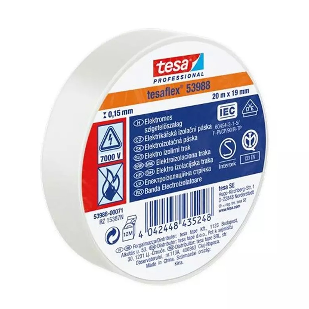 Tesa Szigetelőszalag 19mmX20m  fehér (53988-00071-00)