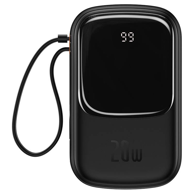 Baseus Qpow Pro Powerbank USB-C kábellel USB-C USB 20000mAh 20W fekete (PPQD060201) Baseus Qpow Pro Powerbank USB-C kábellel USB-C USB 20000mAh 20W fekete (PPQD060201)