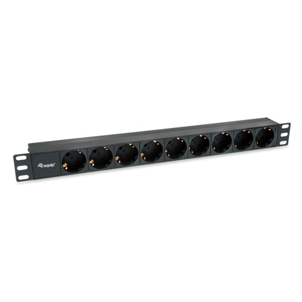 Equip   333282  9 Schuko Rack 1U 1,8m kábel Hálózati Elosztó Fekete 