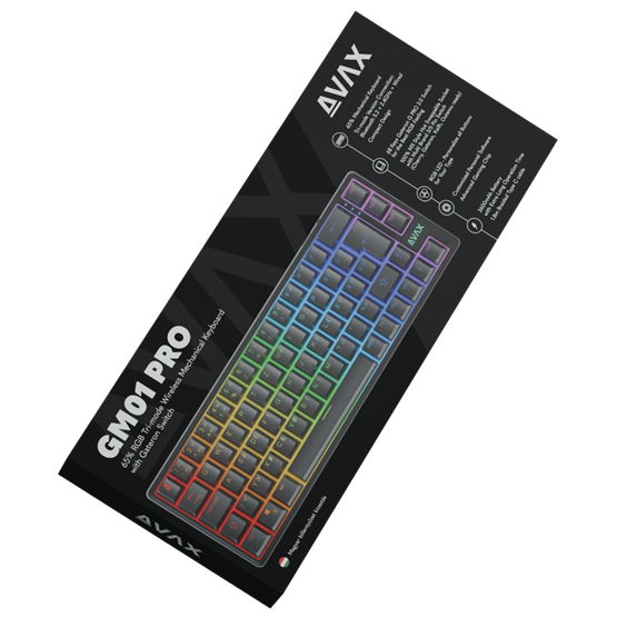 AVAX GM01 PRO 65% RGB tri-mode mechanikus billentyűzet Gateron sárga switch AVAX GM01 PRO 65% RGB tri-mode mechanikus billentyűzet Gateron sárga switch
