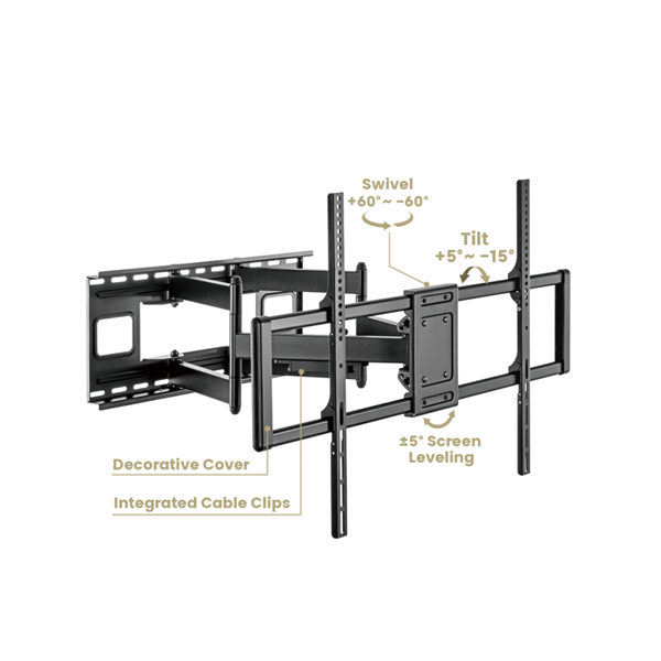 Equip 650343  60"-120"  Max.: 120kg  dönthető  forgatható TV Fali konzol  fekete 
