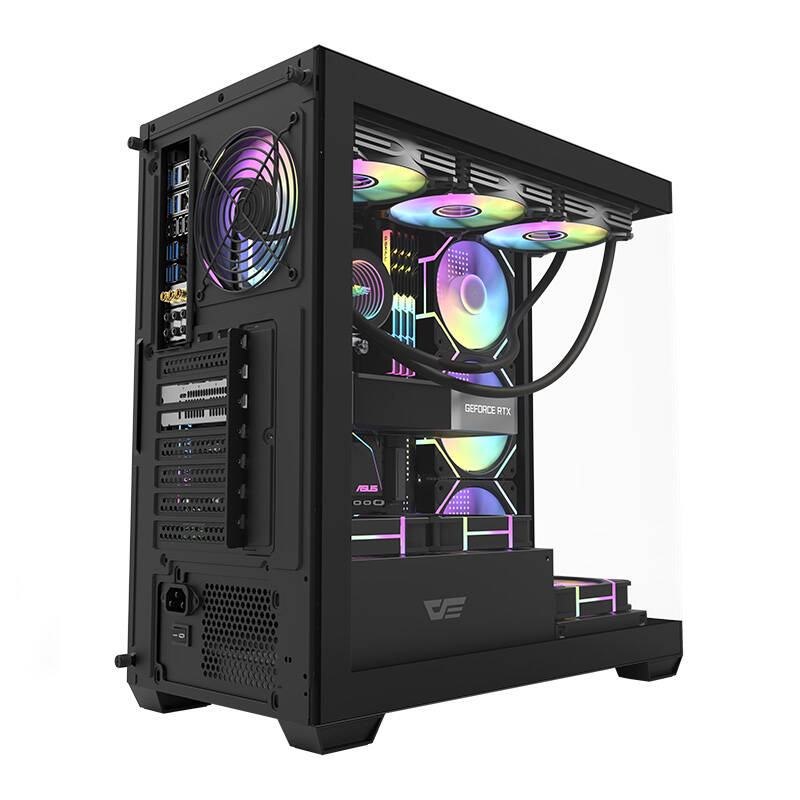 Darkflash DS900 Számítógépház Fekete + 7 ARGB fans