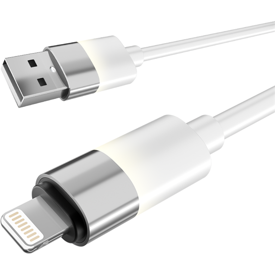 KAB AVAX CB310 GLOWY USB-A - Lightning töltőkábel, fehér - 1m