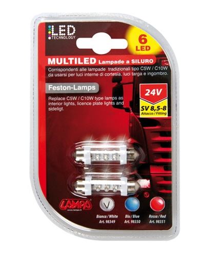 Lampa 24V 35mm szofita (SV8,5-8) 6 LED-es, fehér színű (0198349)