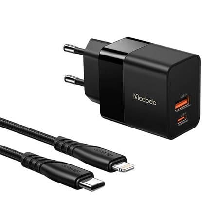 Mcdodo USB-A + USB-C 20W hálózati töltő + USB-C - Lightning kábel (CH-1952) Mcdodo USB-A + USB-C 20W hálózati töltő + USB-C - Lightning kábel (CH-1952)