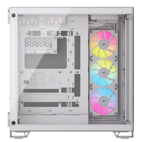CORSAIR Ház iCUE LINK 6500X RGB, 3x iCUE LINK RX120 RGB Ventilátor, Tápegység nélkül, Edzett Üveg, fehér