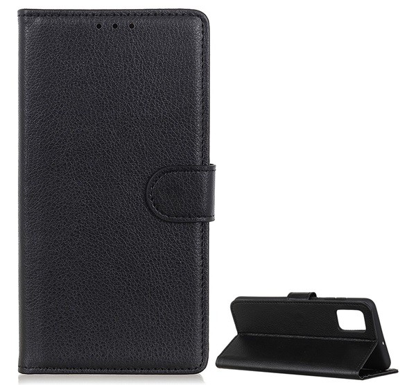 Tok álló, bőr hatású (FLIP, oldalra nyíló, asztali tartó funkció, prémium) FEKETE [LG K62 (LMK525)]