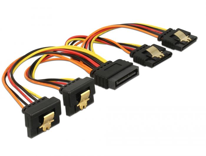 Delock 15 pin-es SATA tápcsatlakozó kábel 2x egyenes / 2x lefelé kimenettel 15cm (60150) Delock 15 pin-es SATA tápcsatlakozó kábel 2x egyenes / 2x lefelé kimenettel 15cm (60150)