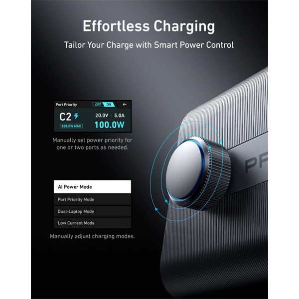 ANKER  A2345341 Prime Charger GaNPrime 6 portos  250W 4xUSB-C  2xUSB-A Hálózati Töltő Fekete  