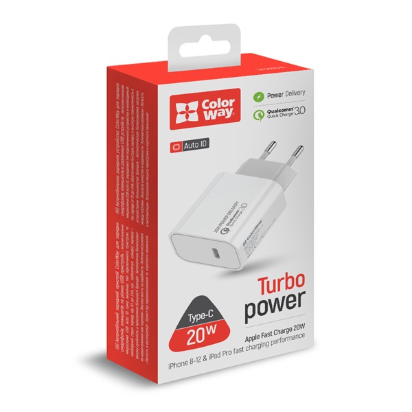 COLORWAY CW-CHS026PD-BK USB  Power Delivery Port USB Type-C 20W V2  töltő adapter Fekete 