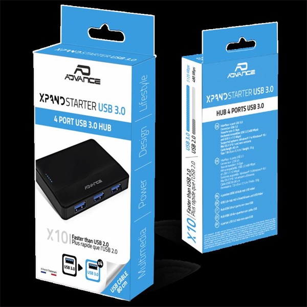 Advance USB Hub  XPAND STARTER HUB Fekete 