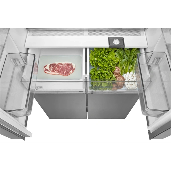 Midea MDRM691FIE46 négyajtós Hűtő:345L  Fagyasztó:170L  No frost Side by side hűtőszekrény Inox