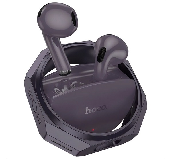 Hoco SPINNER bluetooth fülhallgató SZTEREO (v5.4, TWS, mikrofon + töltőtok) FEKETE/LILA (EW70_BLK)