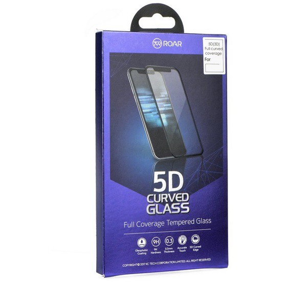 ROAR képernyővédő üveg (5D full glue, íves, teljes felületén tapad, tok barát, karcálló, 0.3 mm, 9H) FEKETE [Xiaomi Redmi Note 8T]