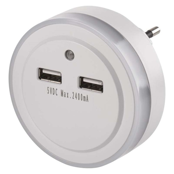 EMOS LED éjjeli fény + 2xUSB fehér (P3313)