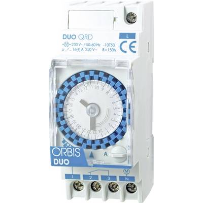 ORBIS Zeitschalttechnik DUO QRD 230 V Kalapsínes időkapcsoló óra Analóg 120 V/AC, 230 V/AC, 12 V/AC, 12 V/DC, 24 V/AC, 24 V/DC, 48 V/AC, 48 V/DC