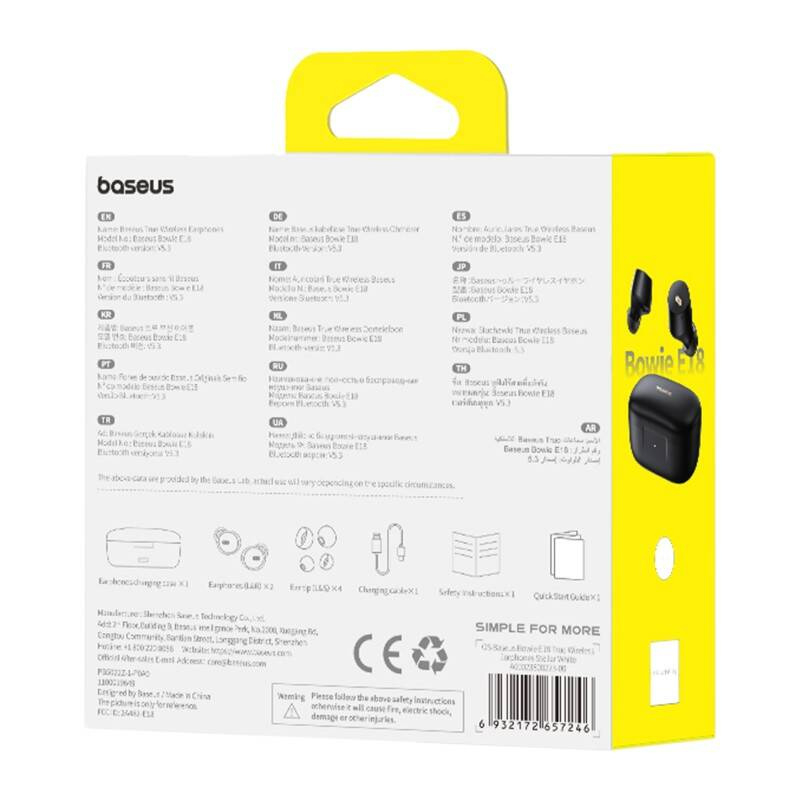 Earphones TWS Baseus Bowie E18 Fekete