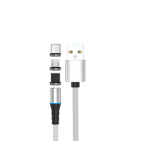 Stansson 1m 3in1 mágneses fejű microUSB/Type-C/Lightning fonott kábel Stansson 1m 3in1 mágneses fejű microUSB/Type-C/Lightning fonott kábel