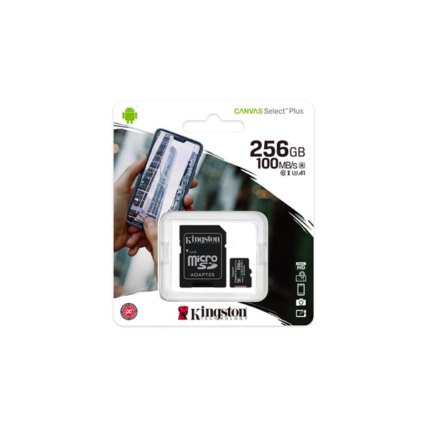 256GB microSDXC Kingston Canvas Select Plus CL10 memóriakártya + adapter (SDCS2/256GB)