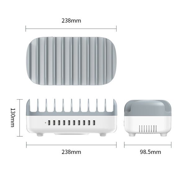 ORICO DUK-10P-V1-EU-WH  10x USB-A 5V2.4A x5  120W Töltő állomás Fehér 