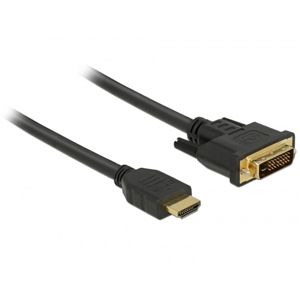 Delock 85654 HDMI male to DVI 24+1 male kétirányú kábel, 2m Delock 85654 HDMI male to DVI 24+1 male kétirányú kábel, 2m