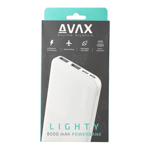 Avax PB103W LIGHTY 8000mAh PowerBank Fehér