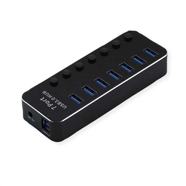 Roline HUB USB 3.2 Gen 1, 7x USB-A, 7 port, kapcsolható, fekete (14.02.5057-5) Roline HUB USB 3.2 Gen 1, 7x USB-A, 7 port, kapcsolható, fekete (14.02.5057-5)