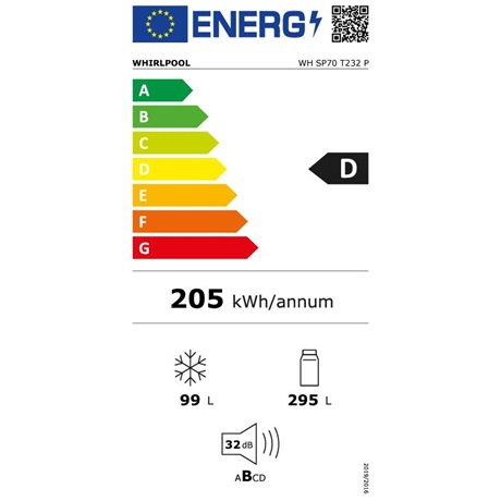 Whirlpool WH SP70 T232 P beépíthető alulfagyasztós hűtőszekrény fehér