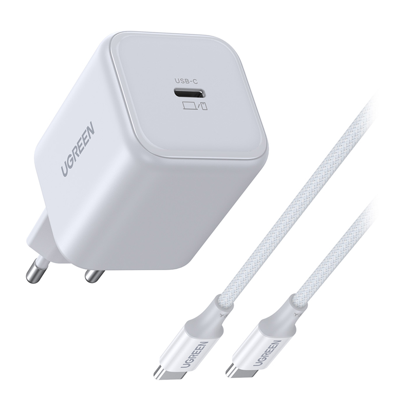 Ugreen X524 USB-C  GaN  45 W  fali töltő + 1 m kábel Fehér