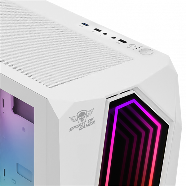 Spirit of Gamer Számítógépház - INFINITY White (fekete, ablakos, 8x12cm ventilátor, alsó táp,  ATX, 1xUSB3.0, 2xUSB2.0)