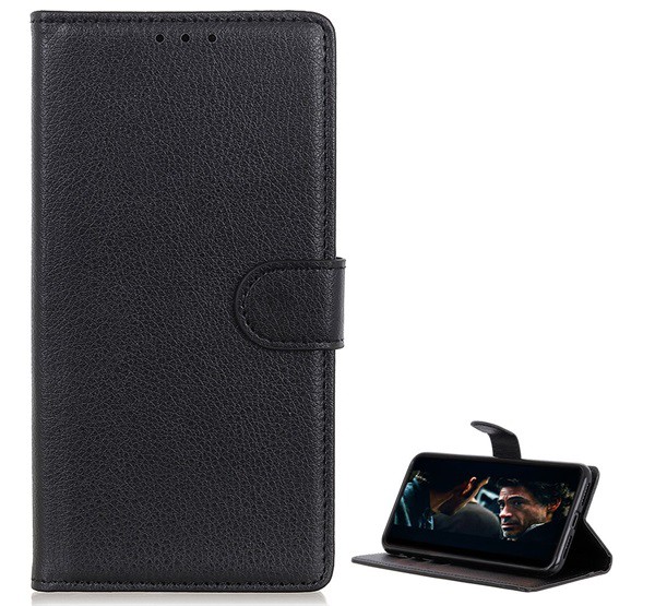 Tok álló, bőr hatású (FLIP, oldalra nyíló, asztali tartó funkció, prémium) FEKETE [Samsung Galaxy S20 Ultra 5G (SM-G988B)]