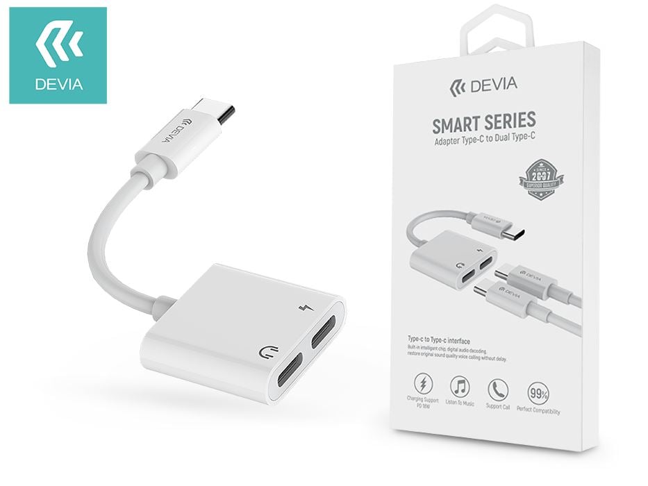 Devia Smart Series Type-C - 2xType-C audio adapter fehér (ST354137)