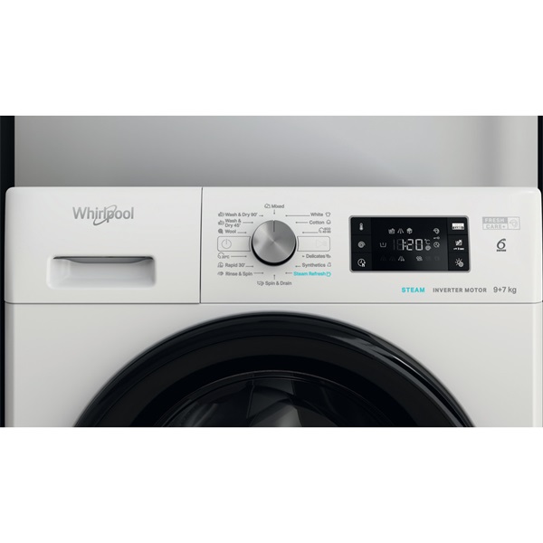 Whirlpool FFWDB 976258 BV EE Elöltöltős mosó- és szárítógép  – 9 kg, 1600 ford./perc, B Energiaosztály, 6. Érzék technológia,  SteamCare, FreshCare+