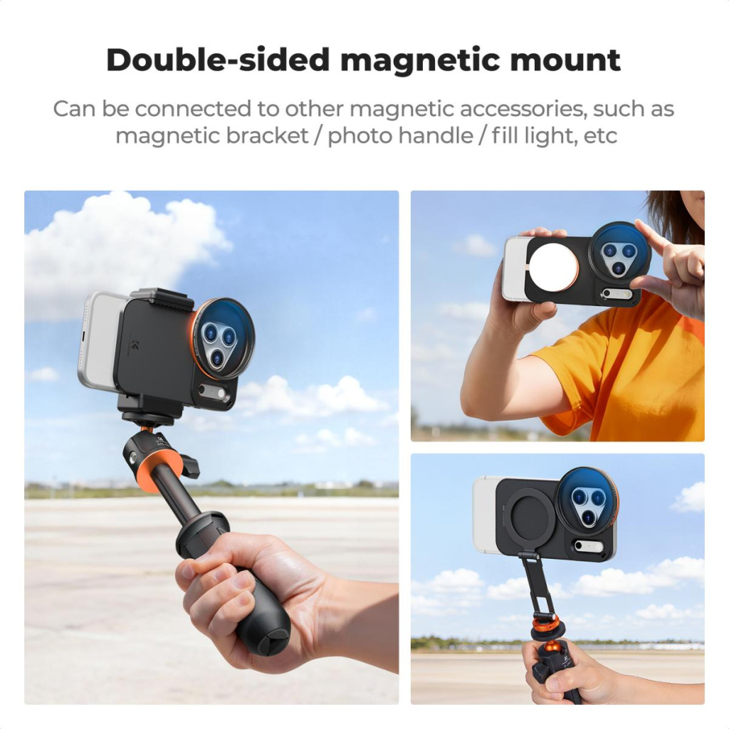K&F Concept MagSafe szűrőtartó adapter 58 mm CPL szűrővel iPhone 17 Pro Max