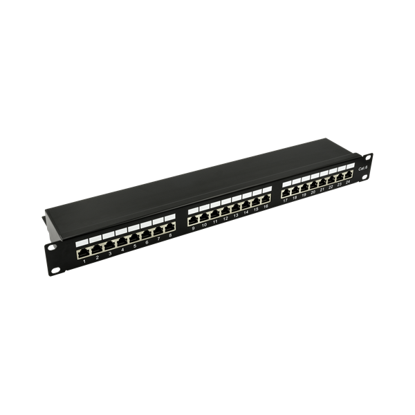 Walisec  PP-P6S2401  24 port Cat6  1U árnyékolt  patch panel Fekete