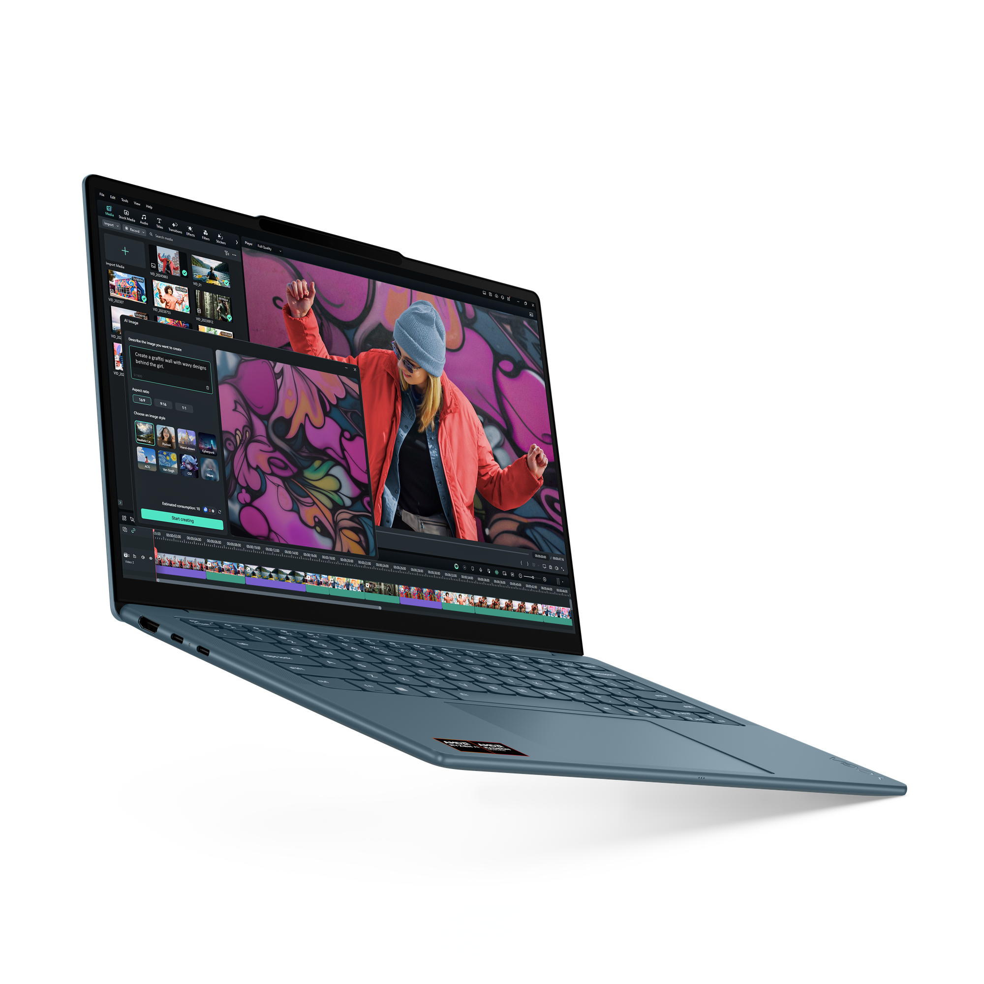 Lenovo Yoga Slim 7 Laptop - 14" WUXGA, AMD Ryzen AI 5 340, 16GB DDR5 RAM, 512GB SSD, Magyar billentyűzet, Windows 11 Home, Zöldeskék