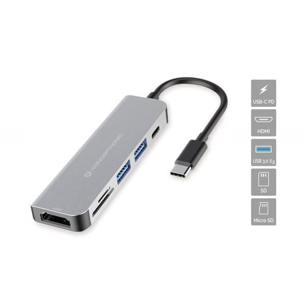 Conceptronic DONN02G USB-C notebook dokkoló szürke Conceptronic DONN02G USB-C notebook dokkoló szürke
