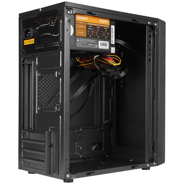 Everest WARP Peak 250W Fekete Micro ATX / MINI-ITX Számítógépház