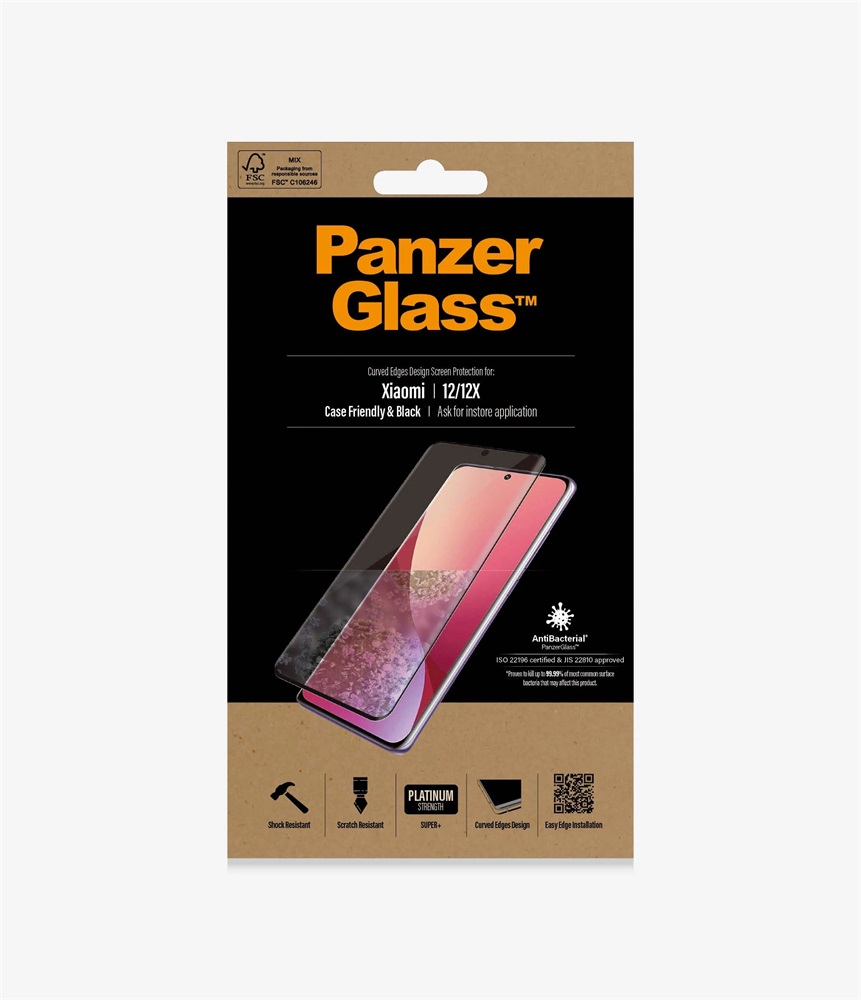 PanzerGlass Xiaomi 12/12x Case Friendly AB Fekete