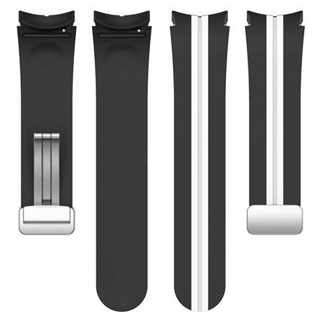 Mybandz 41675 CSÍKOS SZILIKON ÓRASZÍJ GALAXY WATCH 4-5 /FEKETE-FEHÉR/ 20MM Mybandz 41675 CSÍKOS SZILIKON ÓRASZÍJ GALAXY WATCH 4-5 /FEKETE-FEHÉR/ 20MM