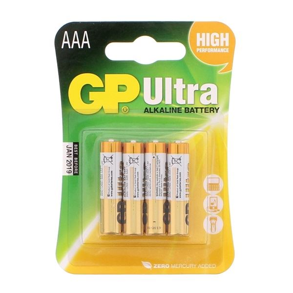 GP Ultra Alkáli AAA mikro elem (4db / csomag) (GP24AU-BL4) GP Ultra Alkáli AAA mikro elem (4db / csomag) (GP24AU-BL4)