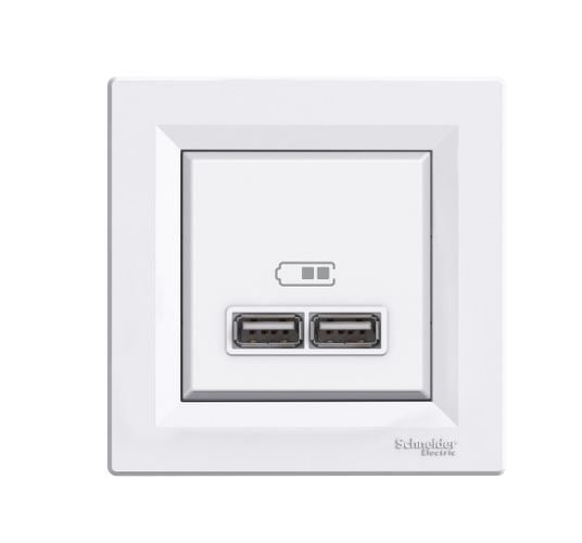 Schneider EPH2700221 ASFORA 2.1A/A+A dupla USB töltő fehér Schneider EPH2700221 ASFORA 2.1A/A+A dupla USB töltő fehér